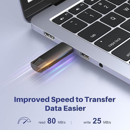 256GB USB C Flash Drive Dual USB 3.0 Flash Drive Type C + USB A Portable Type-C Flash Drive 2-in-1 USB-C Thumb Drive for Smartphone Tablet Computer Mac iPhone 16/17 Black