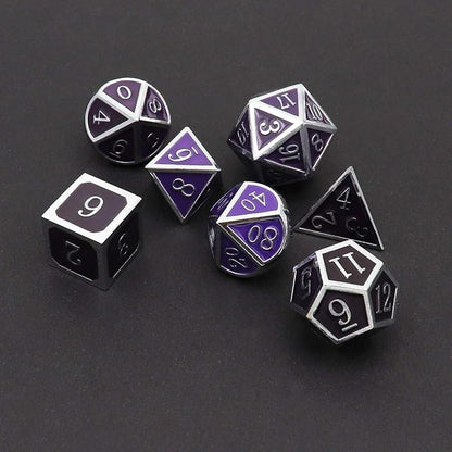 Haxtec Color Changing ByTemperature Metal DND Dice Set Polyhedral D&D Dice Compatible with Dungeons and Dragons RPG-Silver Black Purple Shift