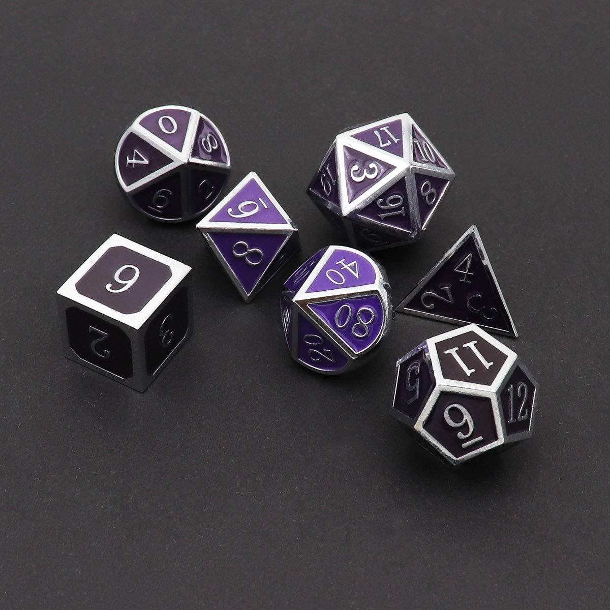 Haxtec Metal DND Dice Set, 7 Pcs Color Changing Polyhedral Dice for RPG