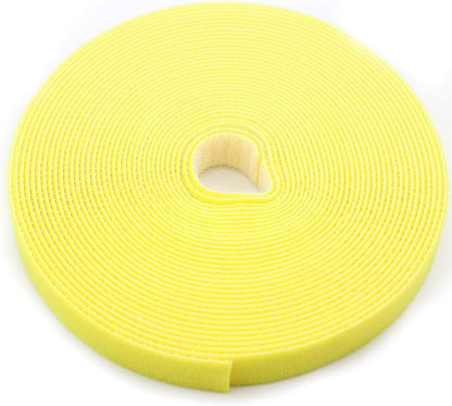 Reusable Fastening Tape Cable Ties 3/4 Inch Double Side Hook Roll (10 Yard, Yellow)