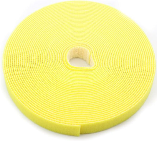 Reusable Fastening Tape Cable Ties 3/4 Inch Double Side Hook Roll (10 Yard, Yellow)