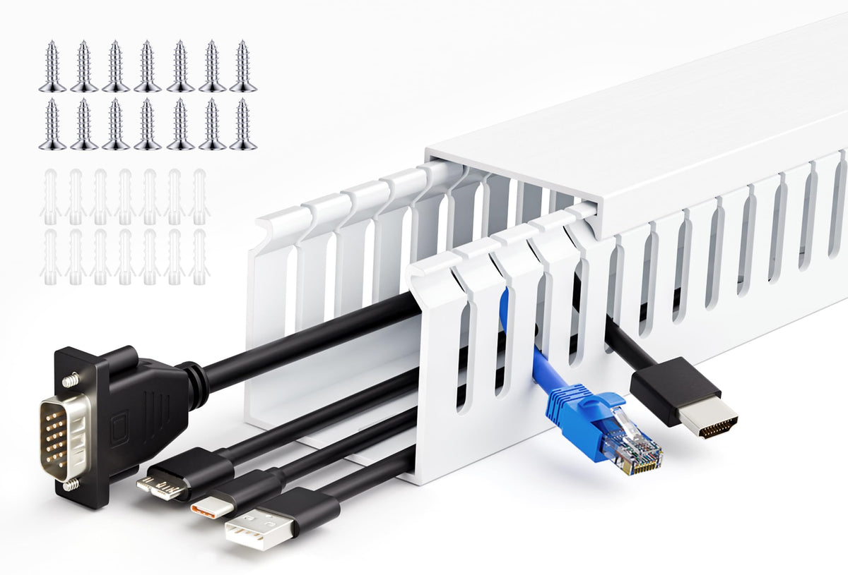 ZhiYo 2"H x 2.4"W Cable Management Raceway, 95in Under Desk Channel, Black