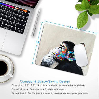 SHALYSONG Gorilla Oil Painting Mouse Pad, Non-Slip Small Computer Mousepad