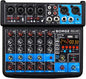 BOMGE 6 Channel mini DJ Audio sound mixer console with USB interface, Bluetooth, Stereo Recording, 48V Phantom Power, 24 DSP effects for karaoke, singing, live，streaming，pc recroding. (black)