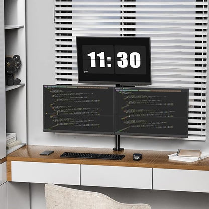 WALI Triple Monitor Mount for 13-27 inch Computer Screens, 3 Monitor Desk Mount, Holds up to 22 lbs, Adjustable Triple Monitors Stand with Swivel Tilt Rotation, 75x75/100x100mm (M003), Black