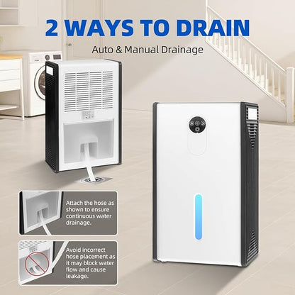 Dehumidifier for 1076 sq.ft,Quiet Portable Moisture Absorber with Auto Shut Off,Auto Defrost,72 OZ Water Tank,Drain Hose,7 Color LED Light,Sleep Mode for Basement Home Bedroom Bathroom RV