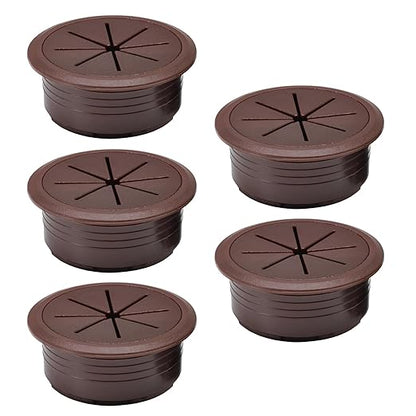 5 Pcs Desk Grommet 2-1/16" / 53 mm, Desk Hole Cover for Cables Coffee, Cable Grommet ABS Plastic, Desk Hole Grommet for Home & Office Pc, Detachable Cable Cord Organizer