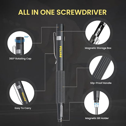 Mini Electric Screwdriver Set 3.7V, Precision Electric Screwdriver Cordless 80-in-1, 4 Torque Settings, 60 S2 Metal Bits, Magnetic Storage, Repair Tool for Electronics Watch Laptop Clocks Cameras