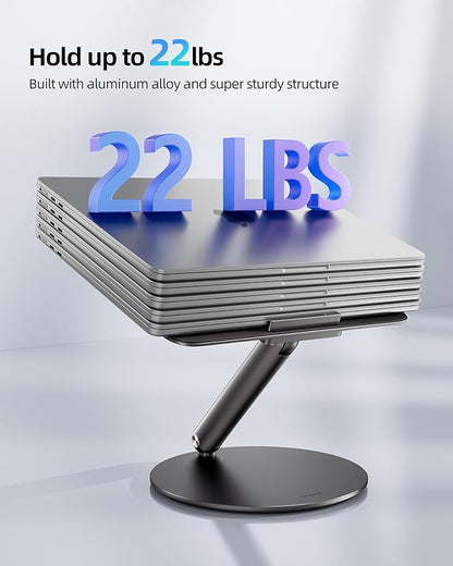 LULULOOK Laptop Stand for Desk, Full Aluminum Computer Stand, 360 Rotating Adjustable Laptop Riser, Foldable MacBook Holder Compatible with MacBook Pro/Air, Dell, HP, and 10-17inch Laptops (Black)