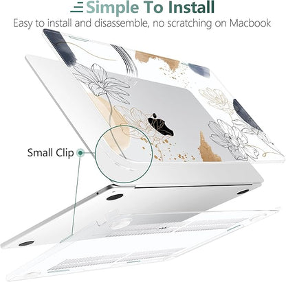 TWOLSKOO for M4 MacBook Air 13.6 inch Case 2025-2022 Release M4 A3240 M3 A3113 M2 A2681, Plastic Hard Shell & Screen Protector & Keyboard Cover & Trackpad Film, Florals X450