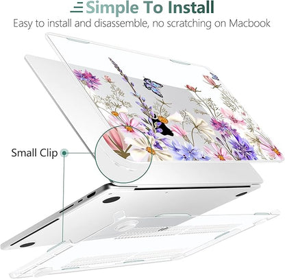 DONGKE for M4 MacBook Pro 16 Inch Case 2024 2023 2021 A3403 A3186 M3 A2991 M2 A2780 M1 A2485 Pro/Max Chip, Plastic Hard Shell Case & Keyboard Cover for Mac Pro 16 with Touch ID, Butterfly Floral
