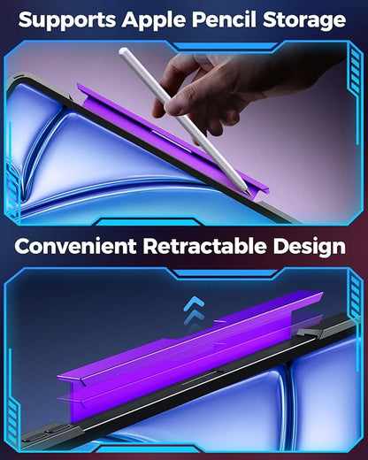 SIEBITU Clear Wireless Keyboard Case for iPad Air 11-inch (M3 2025/M2 2024) & iPad Pro 11-inch 4th 3rd 2nd 1st Gen, 7-Color Backlit with Multi-Touch Trackpad for 10.9" iPad Air 4th/5th Gen, Purple