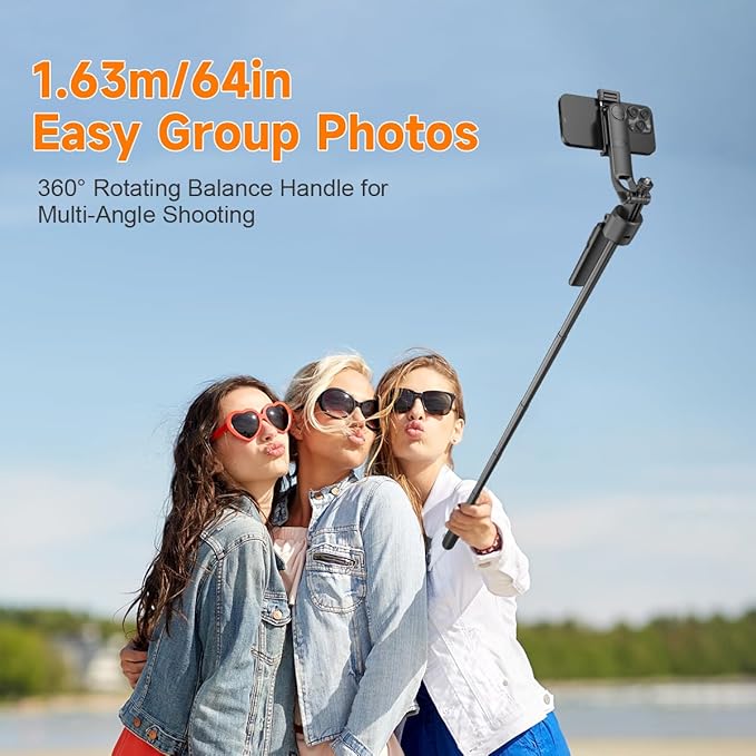 AI Face Tracking Tripod with Remote 360° Auto Rotation Selfie Stick Tripod for iPhone Extendable to 65" 1/4" Screw Phone Mount for iPhone Android TikTok Streaming Travel
