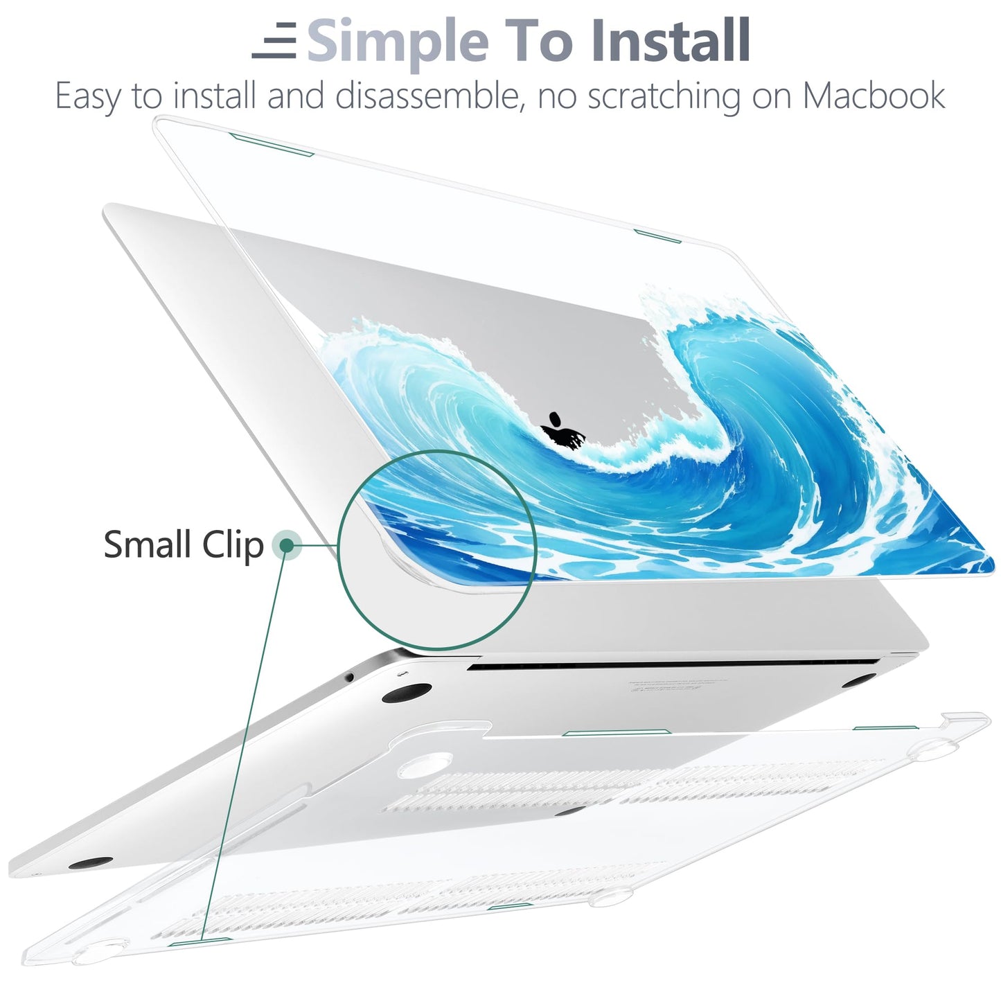 Batianda AstroGrid Case for MacBook Air 13 inch 2018-2020, Blue Waves