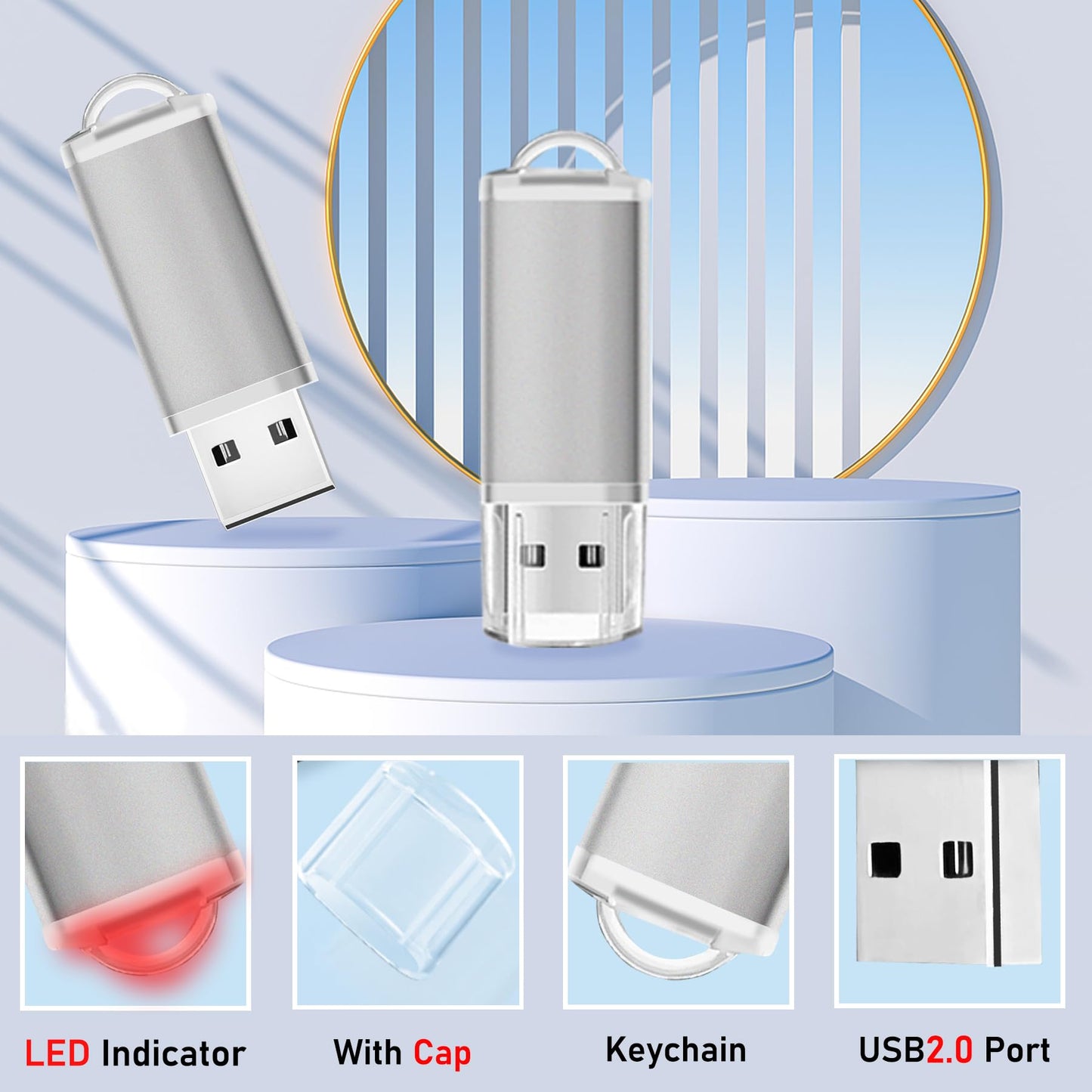 16GB Flash Drive 20 Pack USB Thumb Drive Nicepicten USB 2.0 Memory Stick
