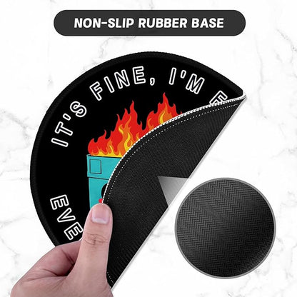 ITNRSIIET Round Mouse Pad with Stitched Edge Premium-Textured Waterproof Non-Slip Rubber Base Desktop Protection Mat Diameter 8.7 inches, Cute Dumpster