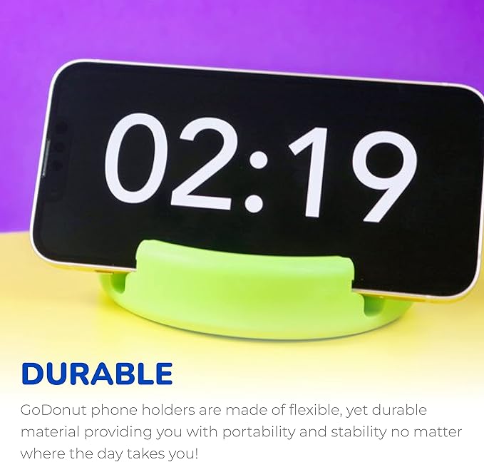 GoDonut – Phone Stand Original – Cell Phone Holder + Tablet Stand Desk Organizer – Compatible with Tablet, iPhone 16 15 14 Pro Max, Android & Most Smartphones - Orange