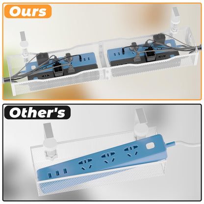 Under Desk Cable Management Tray, No Drill Steel Desk Cable Organizers, Wire Management Tray Cable Management Rack (24.4" Length-White)