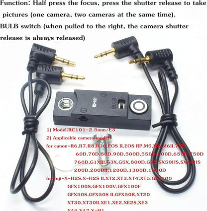 for Fuji/Canon Camera Cable Universal Iron cage Handle Shutter Release Accessory Shutter Cord RC101-E3/2.5mm Remote Control xt2 xt3 xt4 xt5 gfx50/50r/50s/100/100s can80d 90d r8 r10 650d 800d
