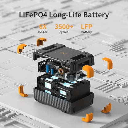 pecron Portable Power Station, E1500LFP Solar Generator 1536Wh, 2200W LiFePO4 Battery Backup, Fast Charging Power Station for Home use, RV, and Outdoor Camping