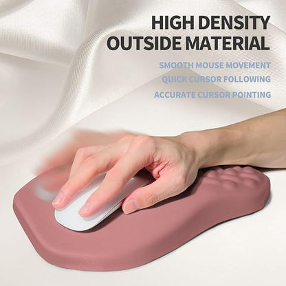 Ergonomic Raised Mouse Pad Wrist Support with Bilateral Slope Memory Foam Mousepad for Wrist Rest and Carpal Tunnel Pain Relief 11.8x7.9〃 Salmon Pink