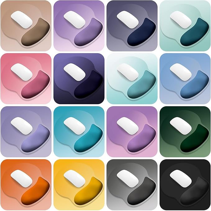 ITNRSIIET Ergonomic Mouse Pad with Wider Memory Foam Wrist Rest +17% - Curved Cushion Reduces Pressure 20%, Pain Relief, Non-Slip, Smooth, Cute Colors, 9.85 x 9 in, Space Gray