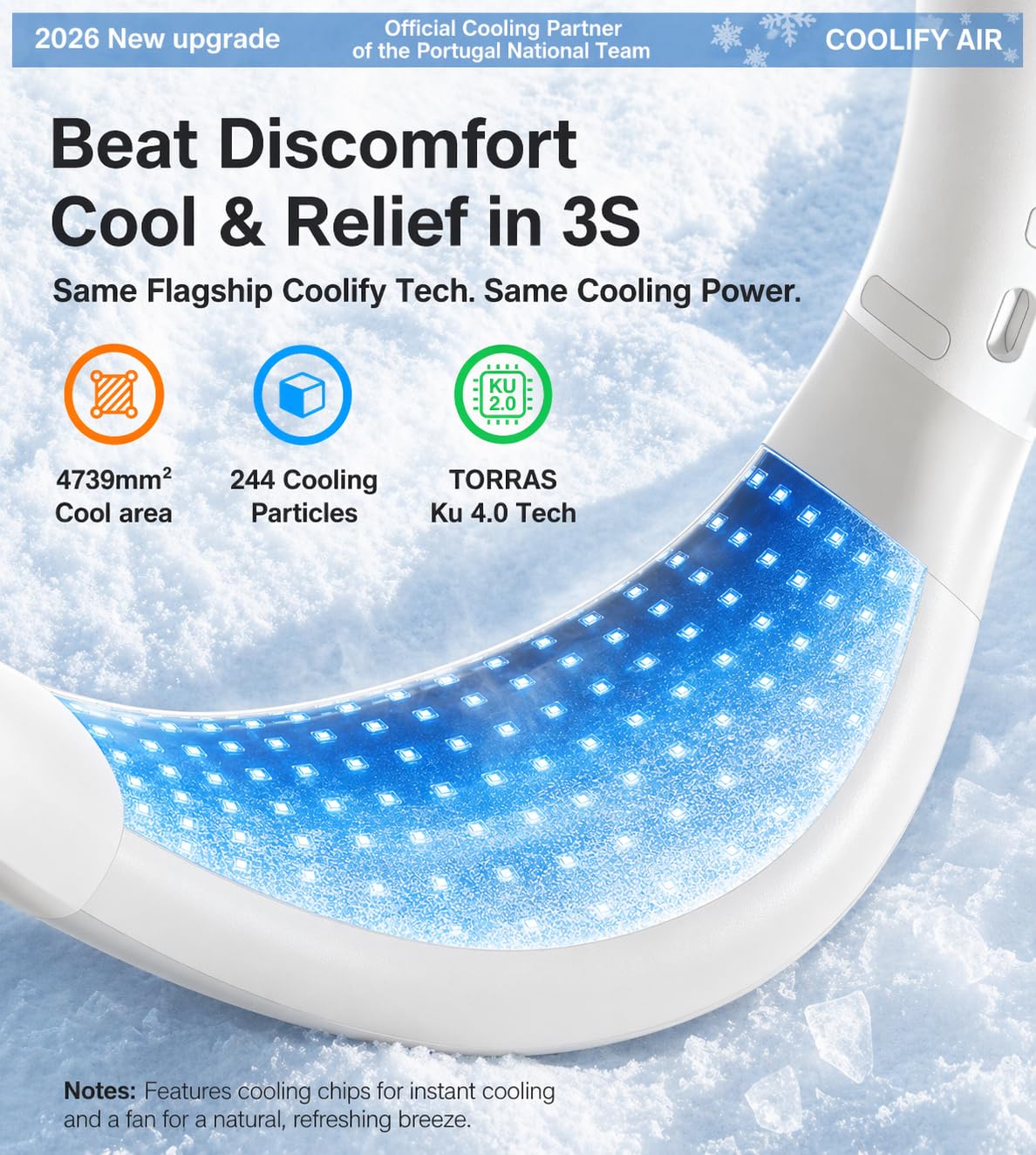 TORRAS COOLiFY Air 2026 Upgraded Neck Fan Air Conditioner, Dual-Airflow Pro Cooling, Ultra Light Portable Fan Rechargeable, Personal Cooling Fan Travel Essentials, Gift for Dad Father,White
