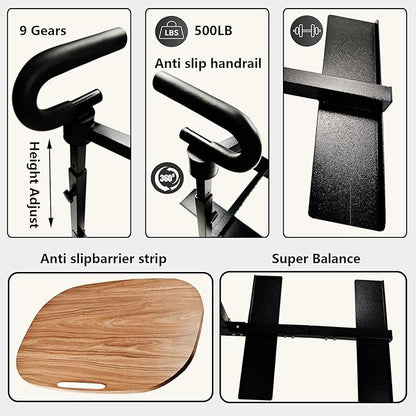 (Black 360° Sofa Rotating Table) Auxiliary Standing Tray 360 Degree and Height Adjustable Rotating TV and Laptop Table, Ergonomic Auxiliary Safety Standing Handle