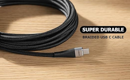 Extra Long USB C to USB C Cable 15FT 2Pack 100W, USB C Charger Cable Fast Charging Cord Braided, Type C Cable for iPhone 16 15/15Plus/15Pro/Max, MacBook Pro/Air, iPad Pro/Air/Mini,Samsung,Pixel,Laptop