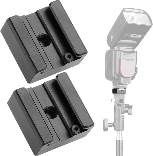Updated Anwenk Flash Cold Shoe Mount Adapter Flash Shoe Mount Flash Stand Adapter with 1/4"-20 Tripod Screw Thread for Camera Flash Nikon Canon Olympus Panasonic Speedlite Flash, 2Pack