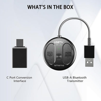 USB-C Bluetooth Adapter for PS5, Bluetooth 5.4 Audio Adapter for PC, Plug and Play, Wireless Audio Transmitter for Bluetooth Headphones & Earbuds to PS4/PS5/Switch Dock/PC/Laptop/TV