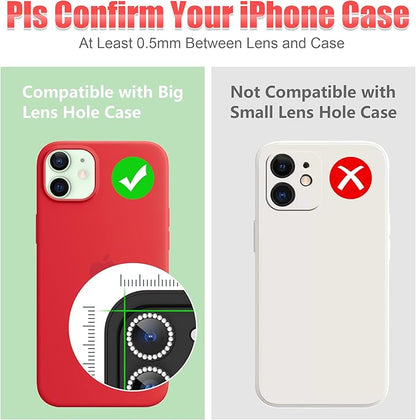 AGVEE 3+3 6 Pack for iphone 12 Pro/12/12 Mini/11 Pro Max/11 Pro/11 Camera Lens Cover Protector, Bling Diamond & Bling Glitter Metal Ring 9H Tempered HD Glass Camera Protector, Bling-Black