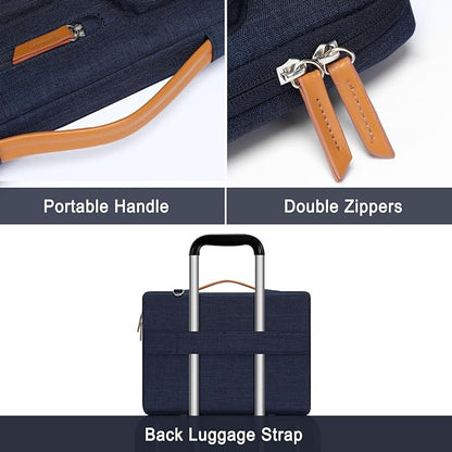 MOSISO 360 Protective Laptop Shoulder Bag,15-15.6 inch Computer Bags Compatible with MacBook Pro 16 inch, HP, Dell, Lenovo, Asus Notebook,Side Open Messenger Bag with 4 Zipper Pockets, Navy Blue