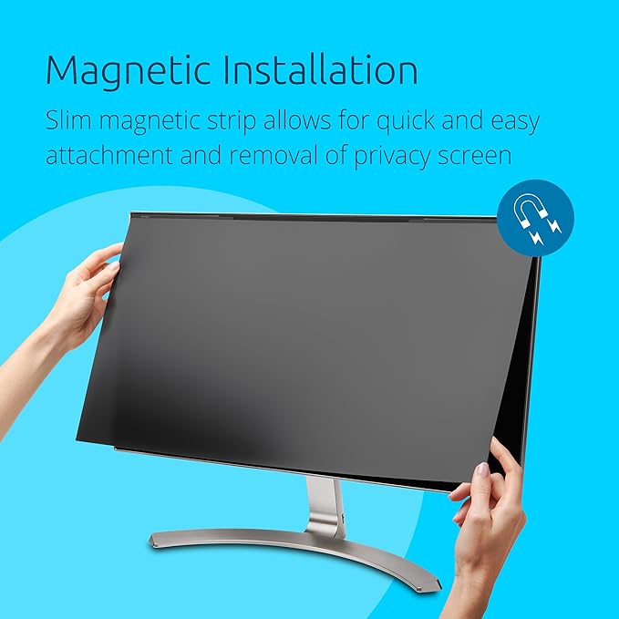 Kensington MagPro 27 Inch Magnetic Computer Privacy Screen for Desktop, Removable 16:9 Computer Privacy Filter, Anti-Glare Blue Ray Reduction, Compatible with Slim Bezel Monitors, K55419WW