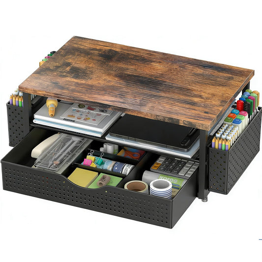 Spacrea Desk Organizers and Accessories, Printer Stand with Storage, Black
