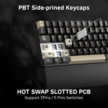 RK ROYAL KLUDGE RK96 RGB Limited Ed, 90% 96 Keys Wireless 3-Mode BT5.0/2.4G/USB-C Hot Swappable Mechanical Keyboard w/Wrist Rest, Volume Control, Software, Massive Battery, RK Viridian Switch