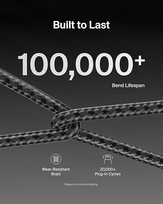 Belkin USB C to USB C Cable 2-Pack, 6.6ft, 60W - Type C Charger, iPhone Charger Cord, Soft, Braided, Flexible for iPhone 16, Galaxy S25, Pixel 9, Airpods, iPad Pro & More, Travel Essentials - Black