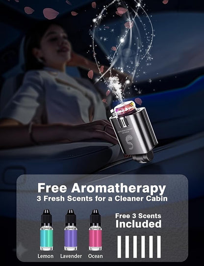 Retractable Car Charger USB C Fast Charging 120W, Car Accessories Cigarette Lighter Adapter with Aromatherapy Starlight, Car Charger iPhone16 15 14 13 12 11 Essentials Gift for Travelers, Men, Women