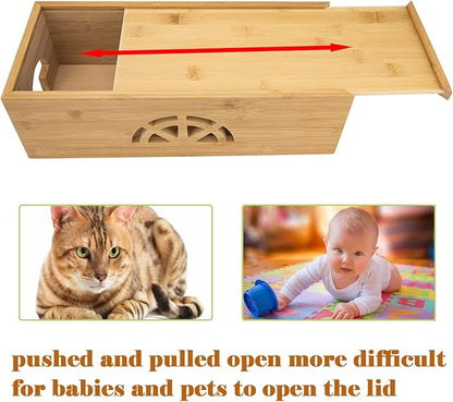 Cable Management Box,Cord Organizer Box,Bamboo Cable Organizer Box for fit Desk Computer USB Behind TV Home Hall Computer Power