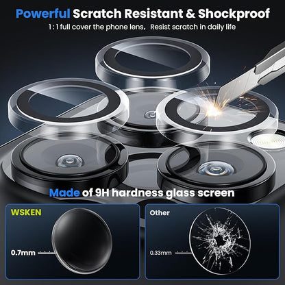 WSKEN for iPhone 16 Pro/iPhone 16 Pro Max Camera Lens Protector - [Original Shooting Model] Shatterproof Ultra HD Tempered Metal Glass Camera Screen Protector Cover Film Accessories