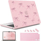 May Chen Case for MacBook Air 13/13.6 inch M5 A3449 M4 A3240 M3 A3113 M2 A2681, 2026 2025 2024-2022, Plastic Hard Shell with Keyboard Cover & Screec Protector, Chalk Pink Bow