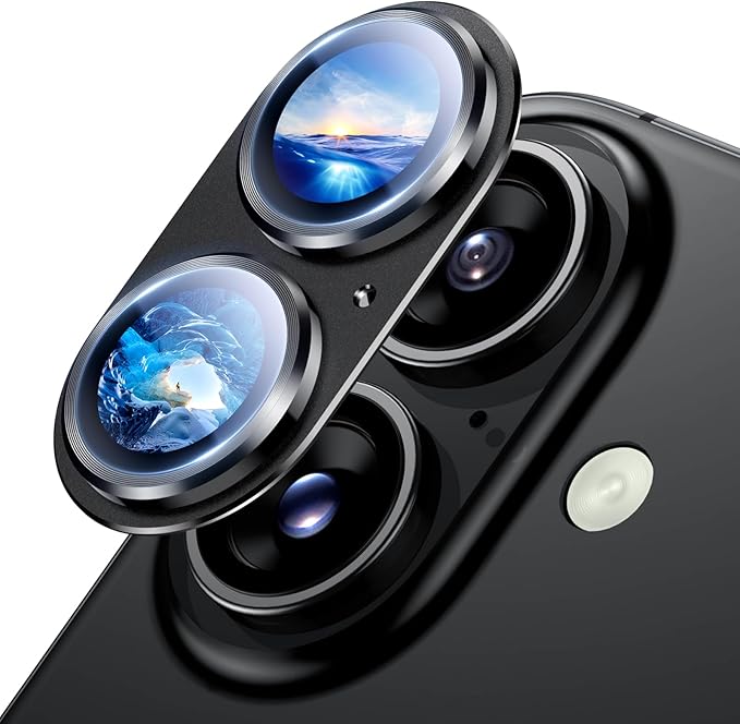 Uyiton Compatible with iPhone 15 Pro/iPhone 15 Pro Max Camera Lens Protector, [Not Easy to Break][Strong Adsorption][Case-Friendly] Metal Tempered Glass Rear Camera Screen Cover - Natural Titanium