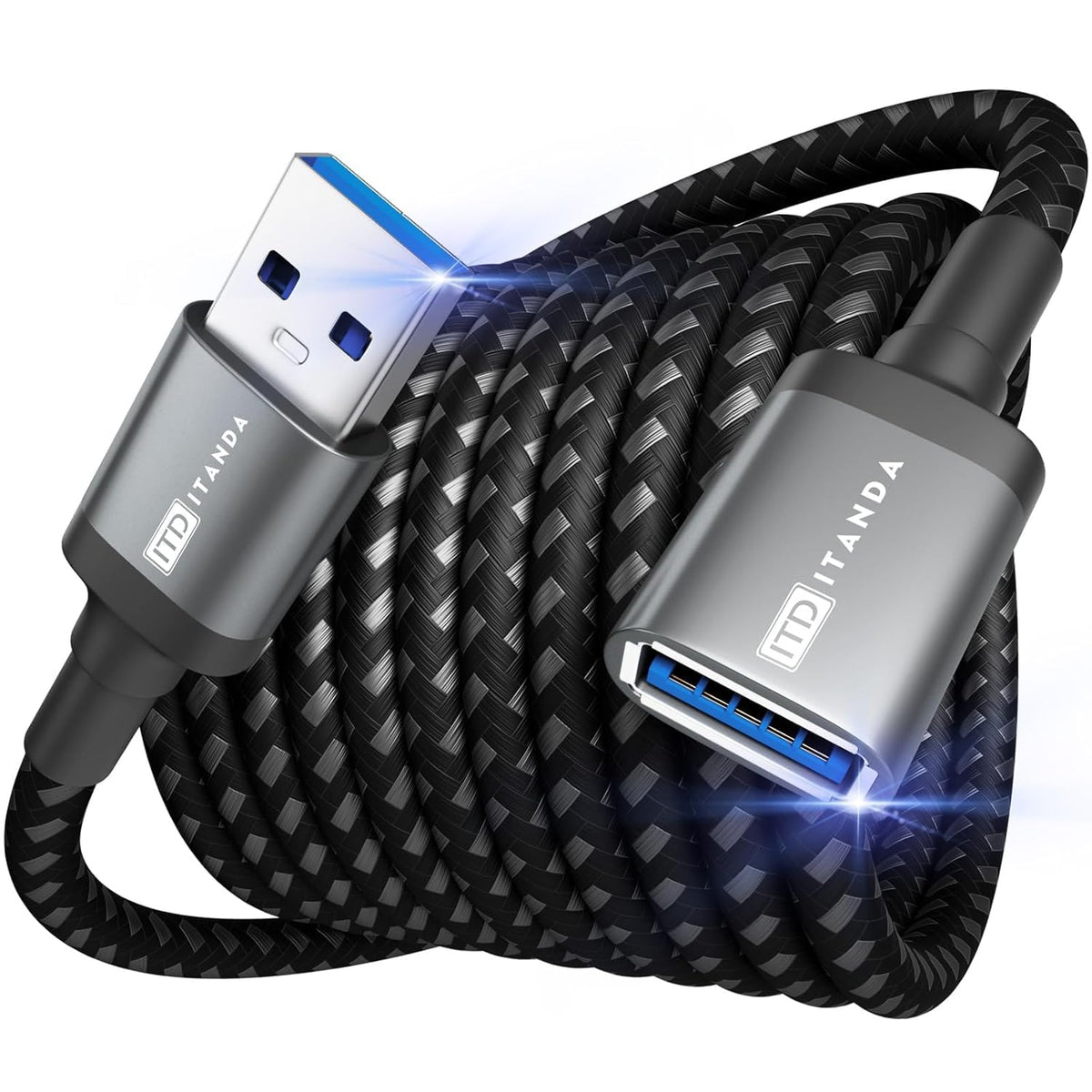USB Extension Cable 6FT USB 3.0 Extender Type A Male to Female Cord Black