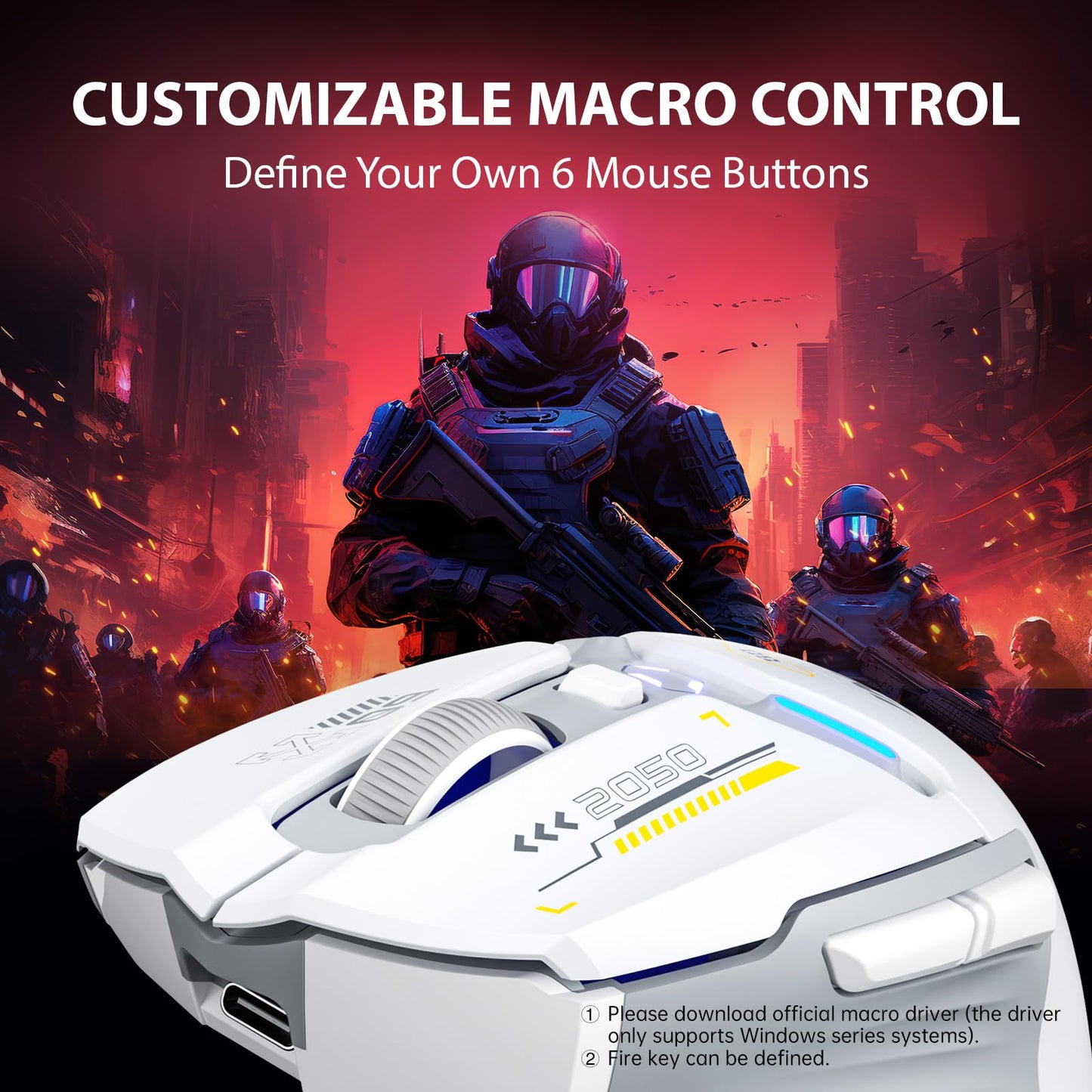 INPHIC IN9 Wireless Gaming Mouse, Real Tri-Mode 2.4G Wireless/Type-C Wired/Bluetooth Mouse, 10k DPl, Fully Programmable, RGB Lighting, Hyperspeed Rechargeable Wireless Mouse for Laptop PC Computer Mac