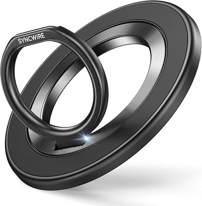 SYNCWIRE Upgraded Magnetic Phone Ring Holder for MagSafe, Magnet Cell Phone Grip Stand Finger Ring Kickstand Two-Sided Magnetic Compatible with iPhone 16 Pro Max 15 14 13 12 MagSafe Accessories