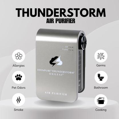 EdenPURE® Thunderstorm® Oxileaf® III Air Purifier Odor Remover with Plasma and Ozone Settings, Small, Grey