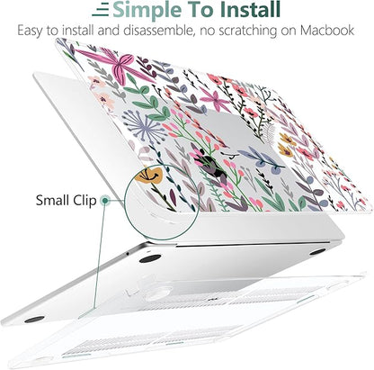 TWOLSKOO for M4 MacBook Air 13.6 inch Case 2025-2022 Release M4 A3240 M3 A3113 M2 A2681, Plastic Hard Shell & Screen Protector & Keyboard Cover & Trackpad Film, Tiny Flower