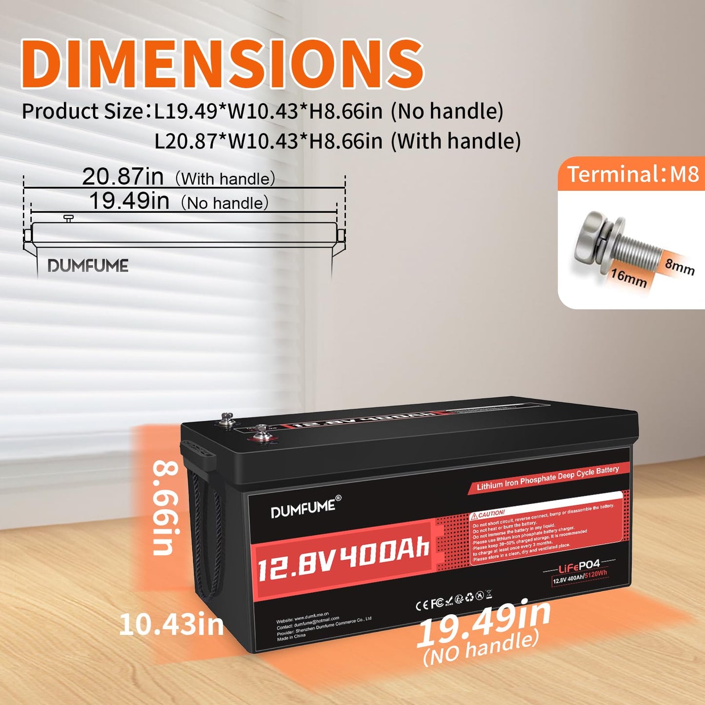 12V 400Ah LiFePO4 Battery 5120Wh Rechargeable Lithium Iron Phosphate Battery Built-in 200A BMS 15000+ Cycles for RV Solar Off-Grid Applications and Home Energy Storage