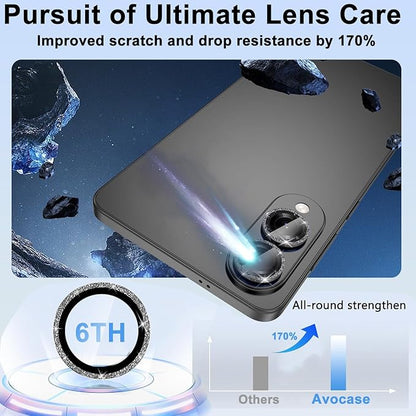 for Samsung Galaxy S25 Edge Camera Lens Protector, Individual Metal Ring Tempered Glass Lens Cover, [Strong Adsorption] Scratch Resistant Ultra-Thin HD Clear Lens Cover, 1 Set-Black Sparkly