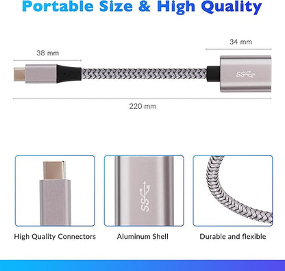 USB-C to USB 3.0 Adapter 4 Pack, Nylon Braided Type-C 3.1 OTG Cable USB C Male to USB A 3.0 Female Connector for iPhone15,iPhone15 ProMax,Samsung S23 Ultra, MacBook Pro, MacBook Air/Mini, Google Pixel